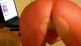 Masturbating with Red Stockings and Toys - Amateur Wife Solo Pleasure