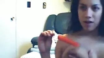 Masturbation Mayhem! Latina Brunette Popsicle Play with Dildo and Pussy