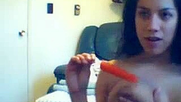 Masturbation Mayhem! Latina Brunette Popsicle Play with Dildo and Pussy