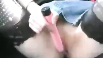Masturbating Brunette Threesome on Public Road Trip with Big Dicks and Pussy