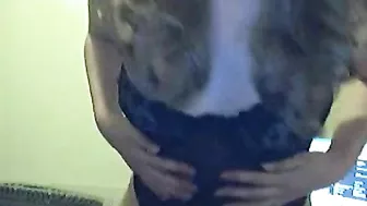 Blonde Dutch Cam Girl Solo Masturbation in Lingerie and Pantyhose