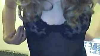 Blonde Dutch Cam Girl Solo Masturbation in Lingerie and Pantyhose