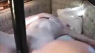 Blonde Masturbates on Boat, Cums Hard with Small Tits