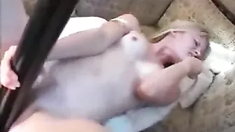 Blonde Masturbates on Boat, Cums Hard with Small Tits