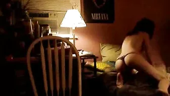 Petite Brunette Teen Masturbates in Lingerie with Small Tits and Rubs Pussy until Climax