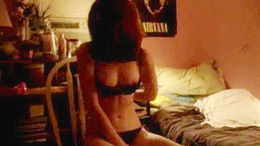 Petite Brunette Teen Masturbates in Lingerie with Small Tits and Rubs Pussy until Climax