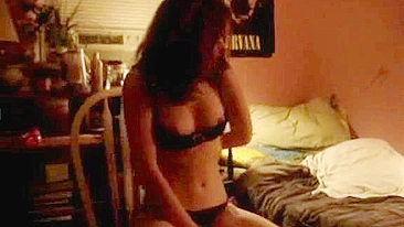 Petite Brunette Teen Masturbates in Lingerie with Small Tits and Rubs Pussy until Climax