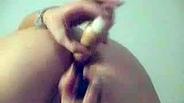 Blonde Legs Masturbate with Toys and Finger Both Holes for Orgasmic Pleasure