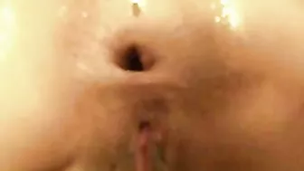 Gaping Ass Masturbates with Dildo & Stockings in POV Orgasm!