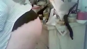 Mom Masturbation Madness - Rubbin' that Pussy with Fishnet and Dildos!