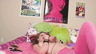 Masturbation Madness with Busty Blonde Teen Stripping and Dildo Play