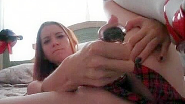 Teen Pussy Rubdown with Dildo and Heels!