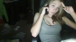 Blonde College Teen Rubs Pussy on Webcam during Masturbation Striptease