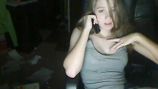 Blonde College Teen Rubs Pussy on Webcam during Masturbation Striptease