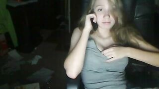 Blonde College Teen Rubs Pussy on Webcam during Masturbation Striptease