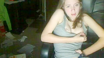 Blonde College Teen Rubs Pussy on Webcam during Masturbation Striptease