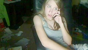 Blonde College Teen Rubs Pussy on Webcam during Masturbation Striptease