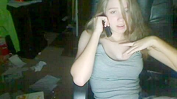 Blonde College Teen Rubs Pussy on Webcam during Masturbation Striptease