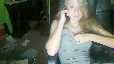 Blonde College Teen Rubs Pussy on Webcam during Masturbation Striptease