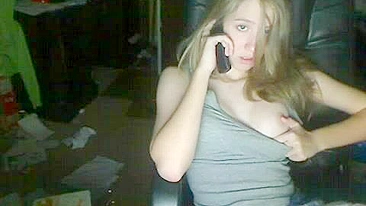 Blonde College Teen Rubs Pussy on Webcam during Masturbation Striptease