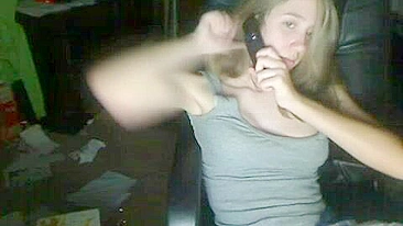 Blonde College Teen Rubs Pussy on Webcam during Masturbation Striptease