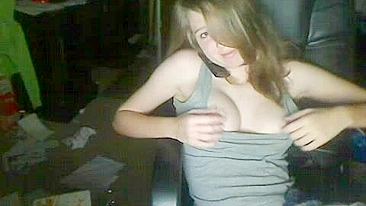 Blonde College Teen Rubs Pussy on Webcam during Masturbation Striptease