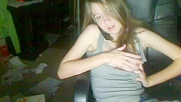 Blonde College Teen Rubs Pussy on Webcam during Masturbation Striptease