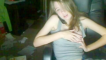 Blonde College Teen Rubs Pussy on Webcam during Masturbation Striptease