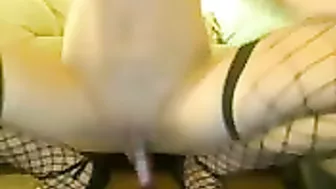 Masturbating Teen Strips in Tight Pantyhose and Fishnets