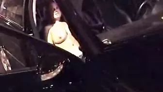 Masturbating Wife Public Orgasm in Car with Big Tits & Busty Fingers!