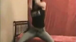 Masturbating Teen with Dildo & Legs Exposed in Striptease!