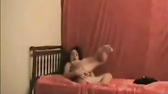 Masturbating Teen with Dildo & Legs Exposed in Striptease!
