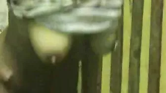 Masturbating with Toys in the Cellar - Big Tits, Busty Brunette Pierces Pussy with Dildo