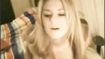 Blonde College Girl Masturbation Webcam Striptease for Tuition Cash!