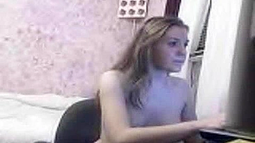 Blonde Teen Wet Pussy Rubdown - Masturbating on Webcam
