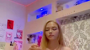 Blonde Bombshell Solo Masturbation with Dildo and Toys