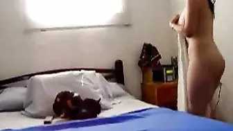 Masturbating Latina Brunette Fingers Pussy & Rubs Clit in Solo Session