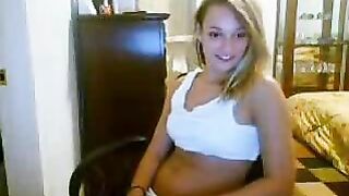 Petite Blonde Teen Strips and Masturbates on Webcam