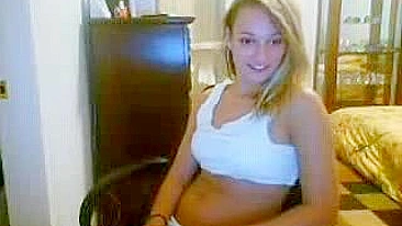 Petite Blonde Teen Strips and Masturbates on Webcam
