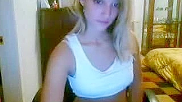 Petite Blonde Teen Strips and Masturbates on Webcam