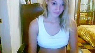 Petite Blonde Teen Strips and Masturbates on Webcam