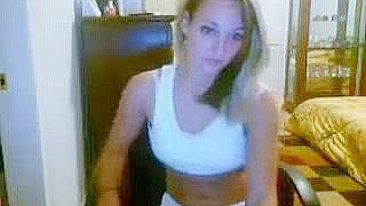 Petite Blonde Teen Strips and Masturbates on Webcam