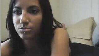 Horny College Girl Masturbates on Webcam with Pierced Small Tits