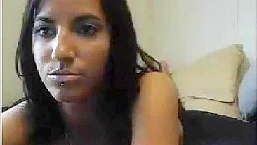 Horny College Girl Masturbates on Webcam with Pierced Small Tits