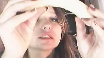 Tight Russian Teen Solo Pussy Masturbation with Dildo and Banana!