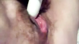 Mature Wife Hairy Pussy Vibrator Play with Clitoris Licking and Orgasms