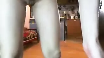 Homemade Squirting Orgasm with Skinny Brunette Masturbating with Dildo & Small Tits