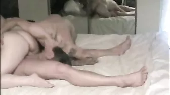 Homemade Bisexual Threesome with Amateur Gangbang