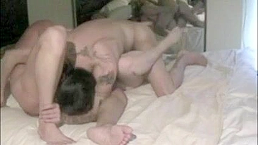 Homemade Bisexual Threesome with Amateur Gangbang