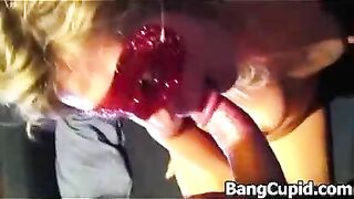 Homemade Blowjob with Tongue Tease by Amateur MILF Wearing a Mask